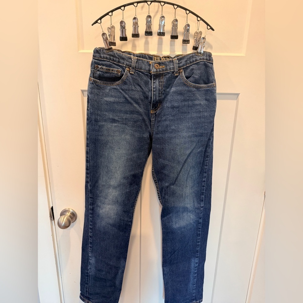 True Craft Boys Jeans Size 18 Blue Denim Straight Fit Youth Kids Pants